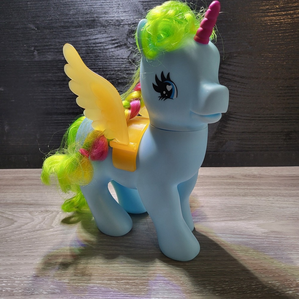 My Little Pony Large 9" Blue Unicorn Hasbro Rainbow Green Hair